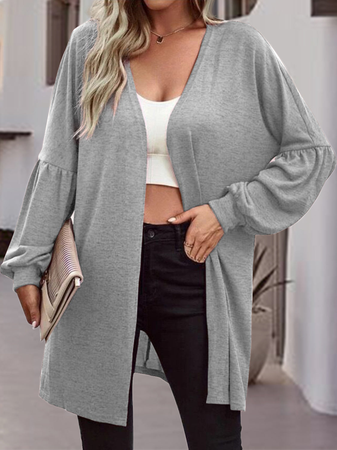 Open Front Long Sleeve Cardigan 