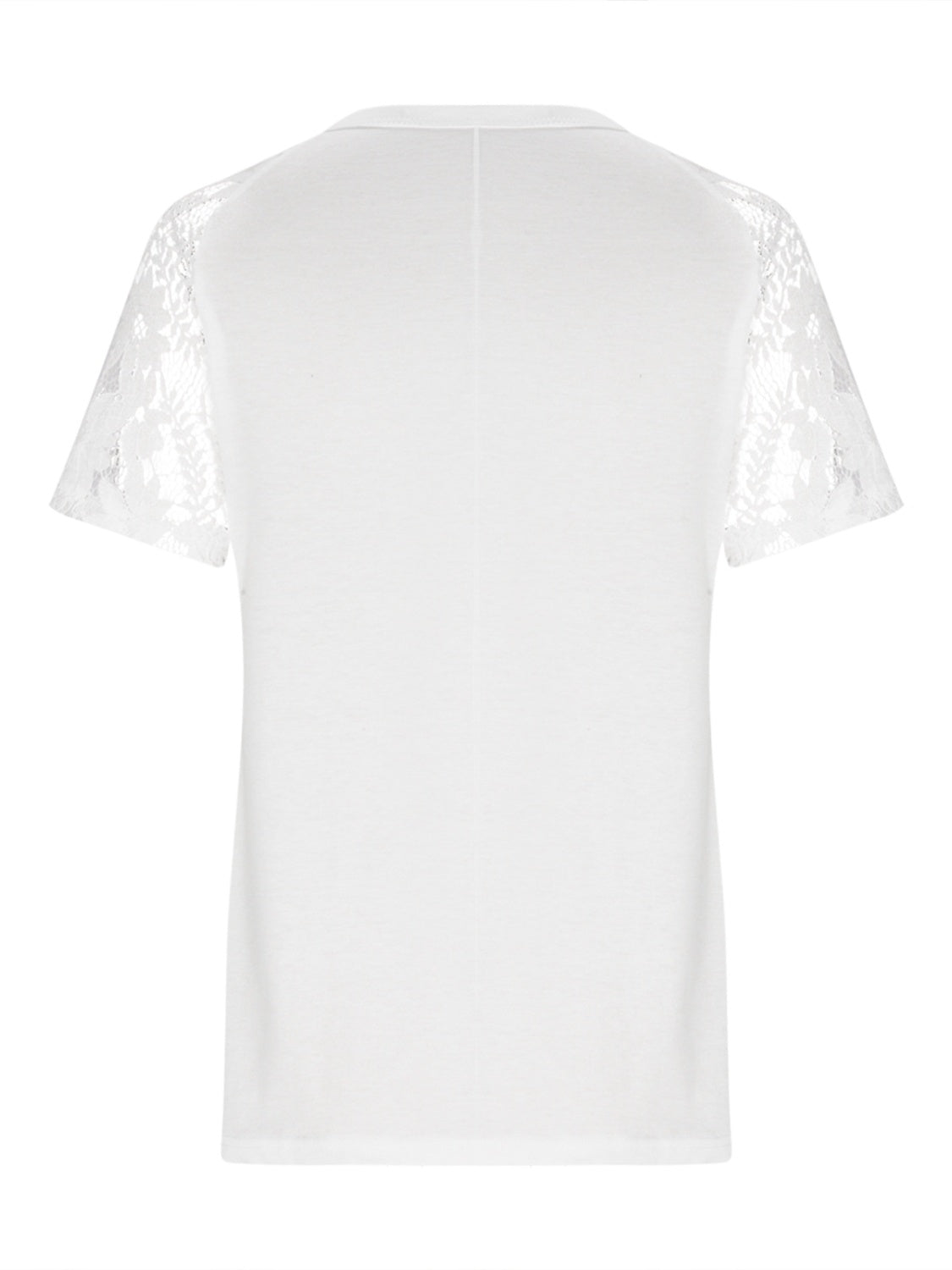 Lace Detail Half Button Short Sleeve T-Shirt 