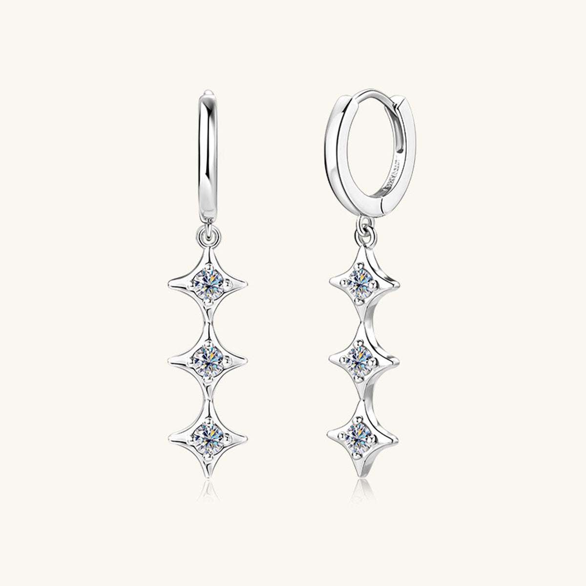 Moissanite 925 Sterling Silver Geometric Shape Earrings 