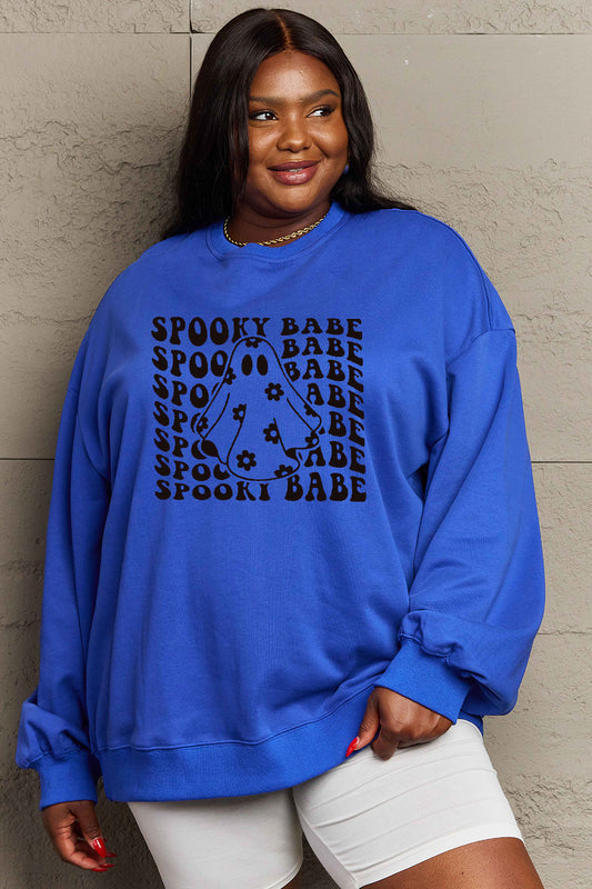 Simply Love Full Size SPOOKY BABE Graphic Sweatshirt 