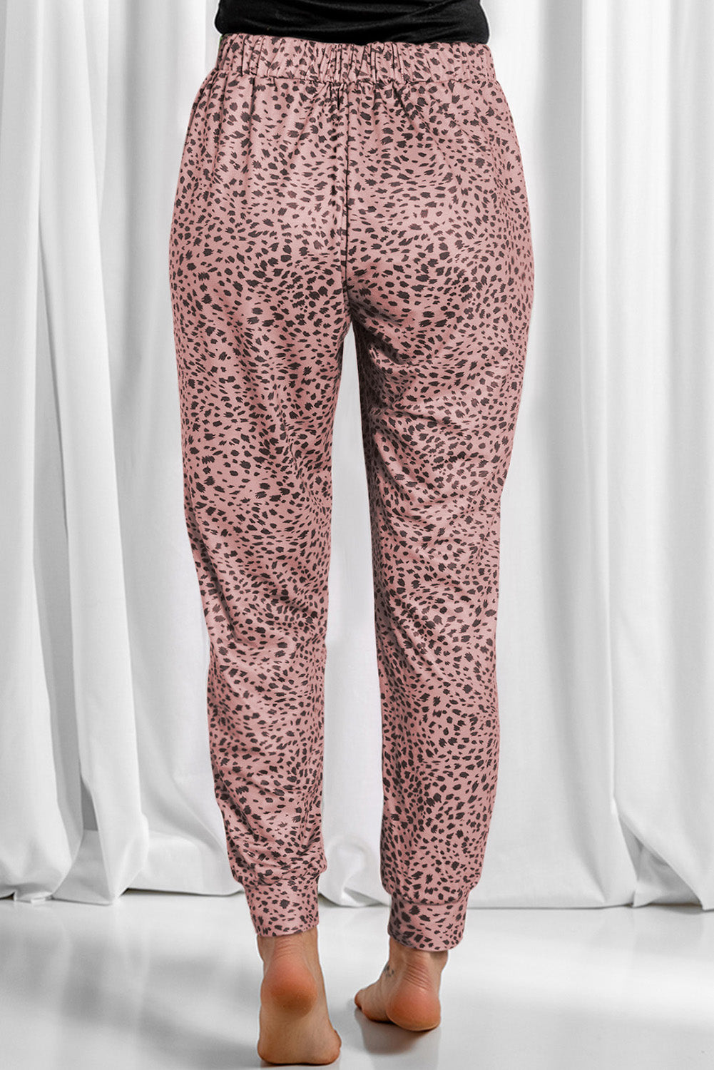 Full Size Leopard Drawstring Pocketed Pants 