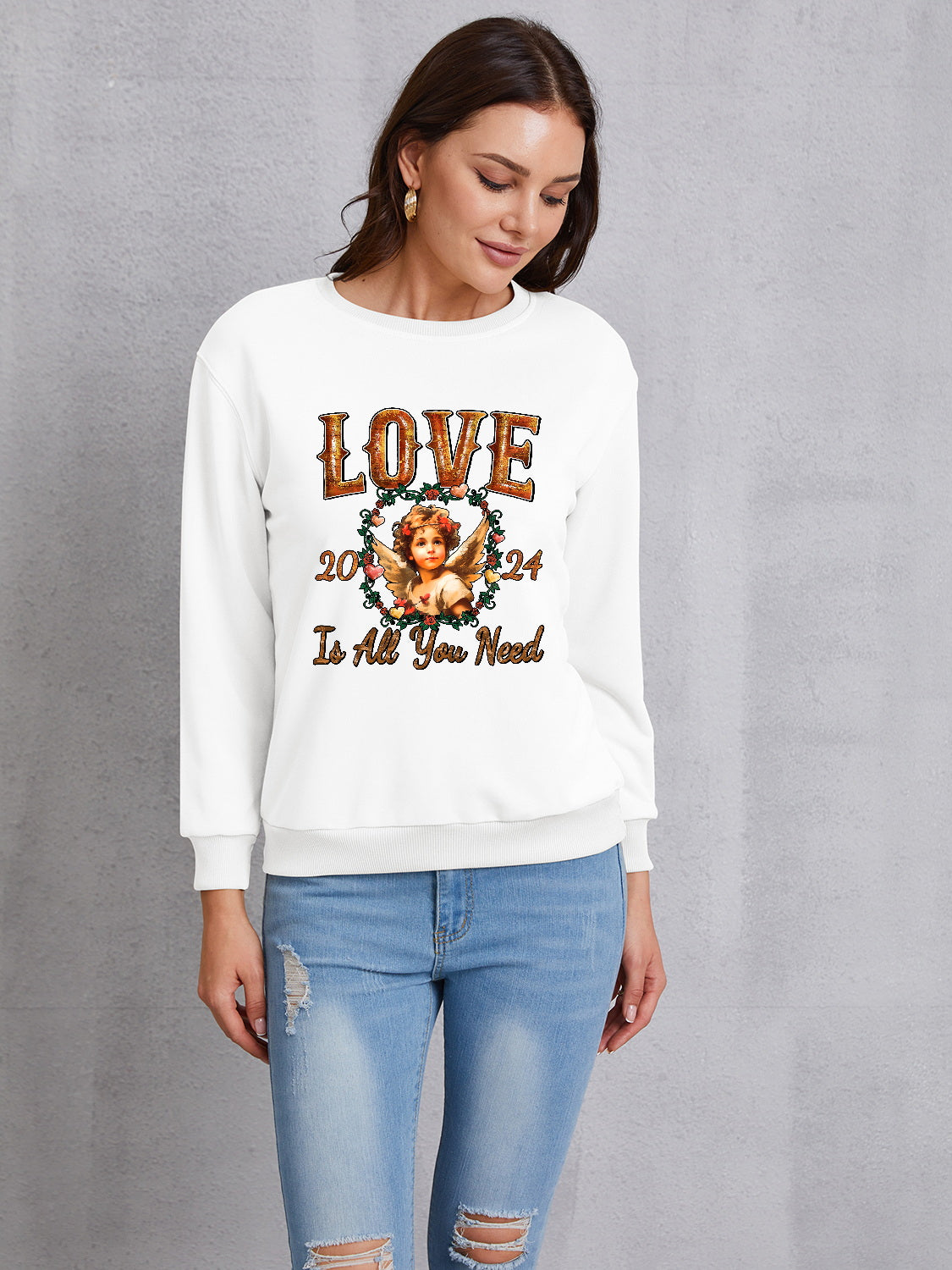 LOVE IS ALL YOU NEED Round Neck Sweatshirt 