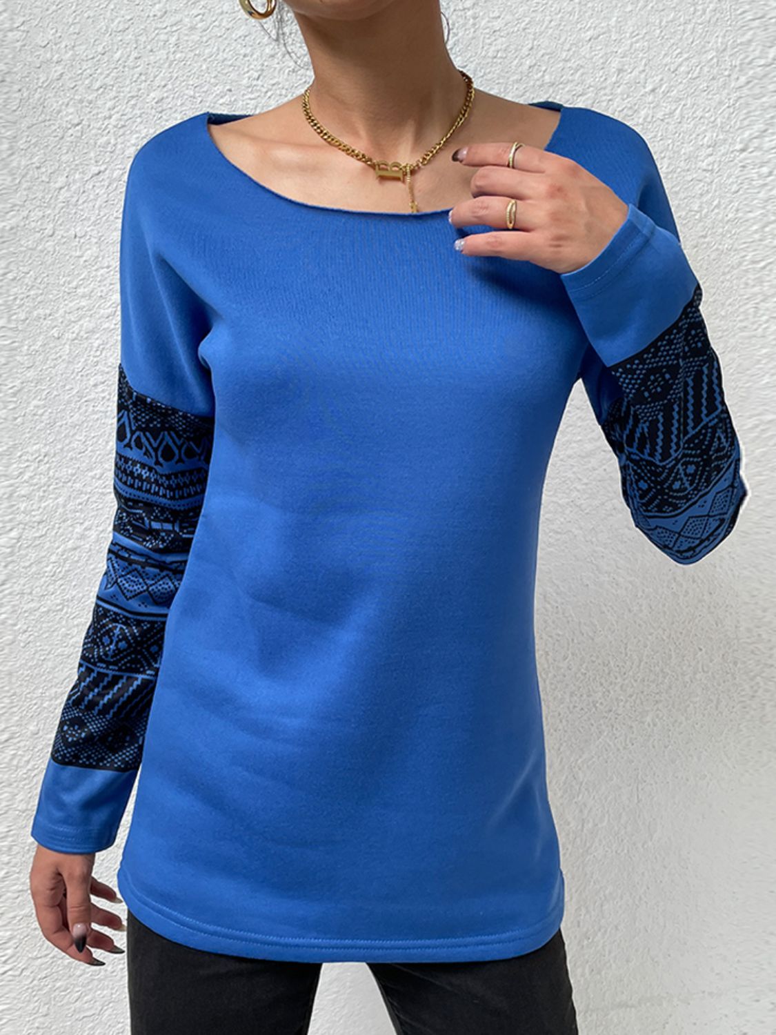 Printed Drop Shoulder Tunic Top 