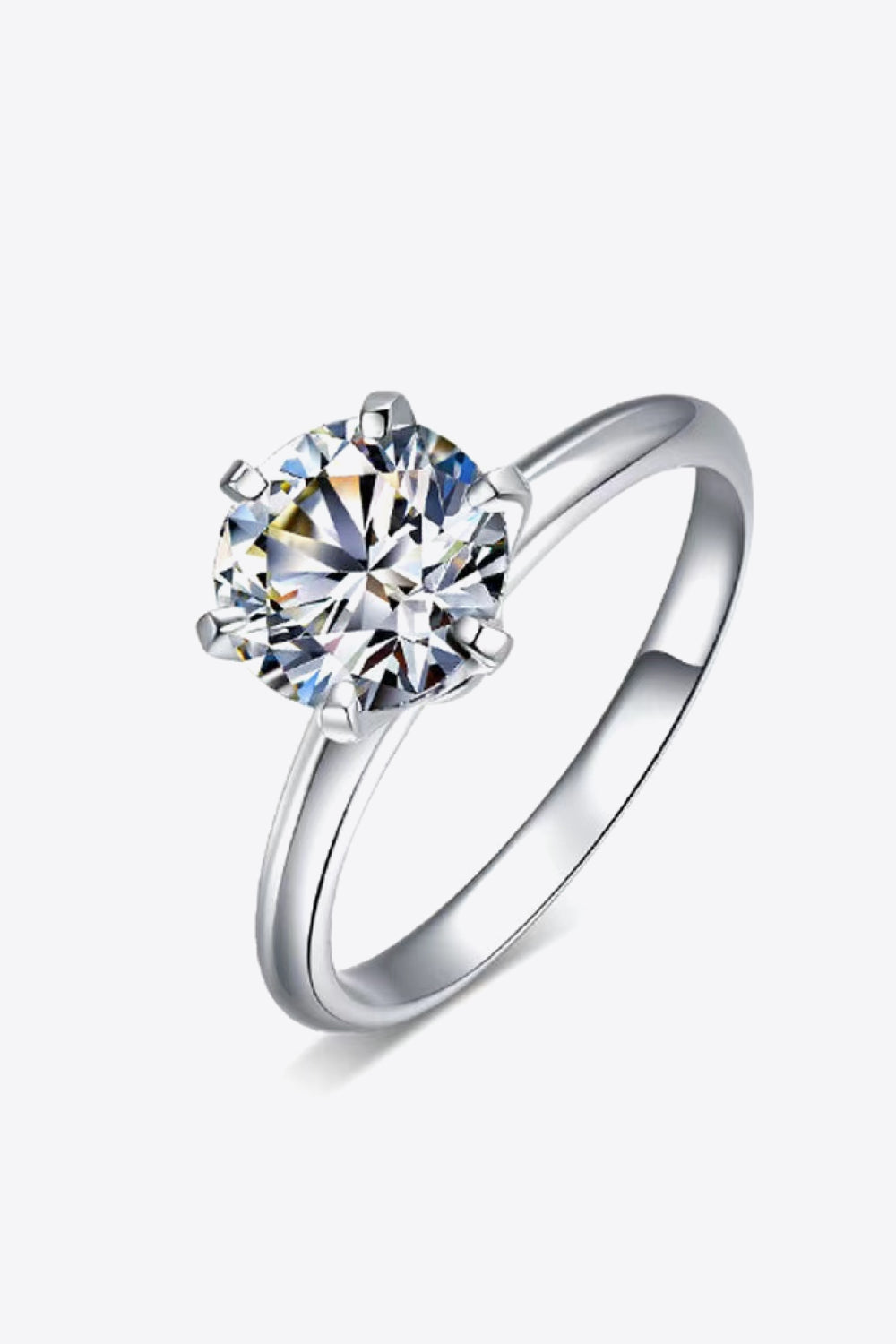 Adored 925 Sterling Silver 3 Carat Moissanite 6-Prong Ring 