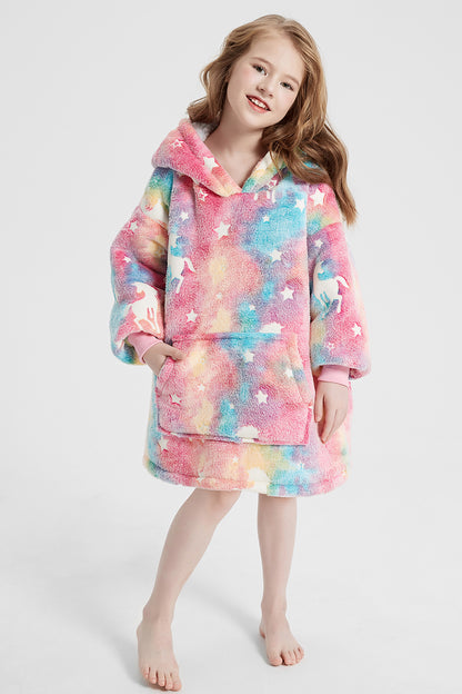 Luminous Pattern Oversize Long Sleeve Fuzzy Hoodie