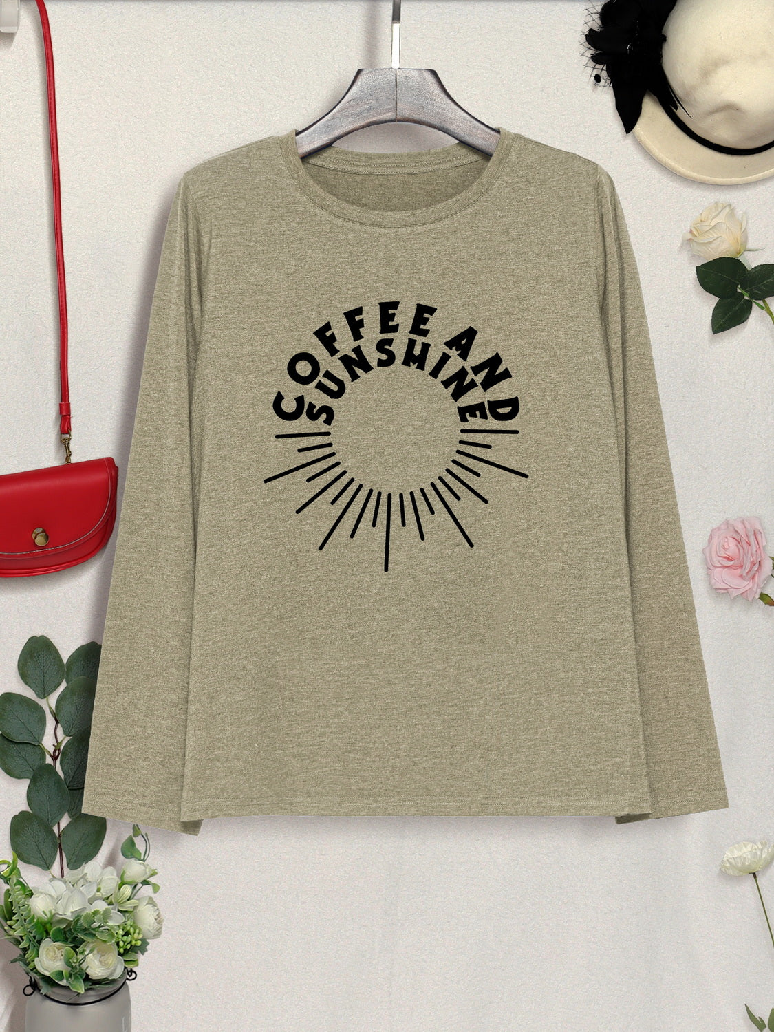 COFFEE AND SUNSHINE Round Neck Long Sleeve T-Shirt 