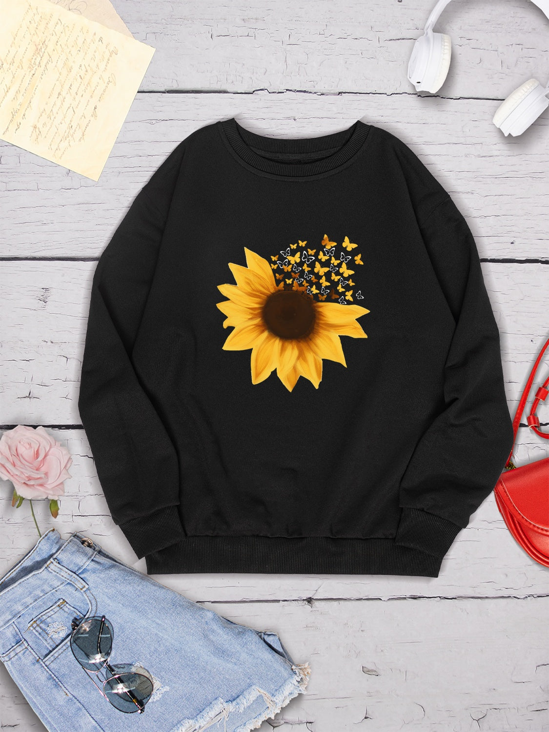 Sunflower Round Neck Dropped Shoulder Sweatshirt