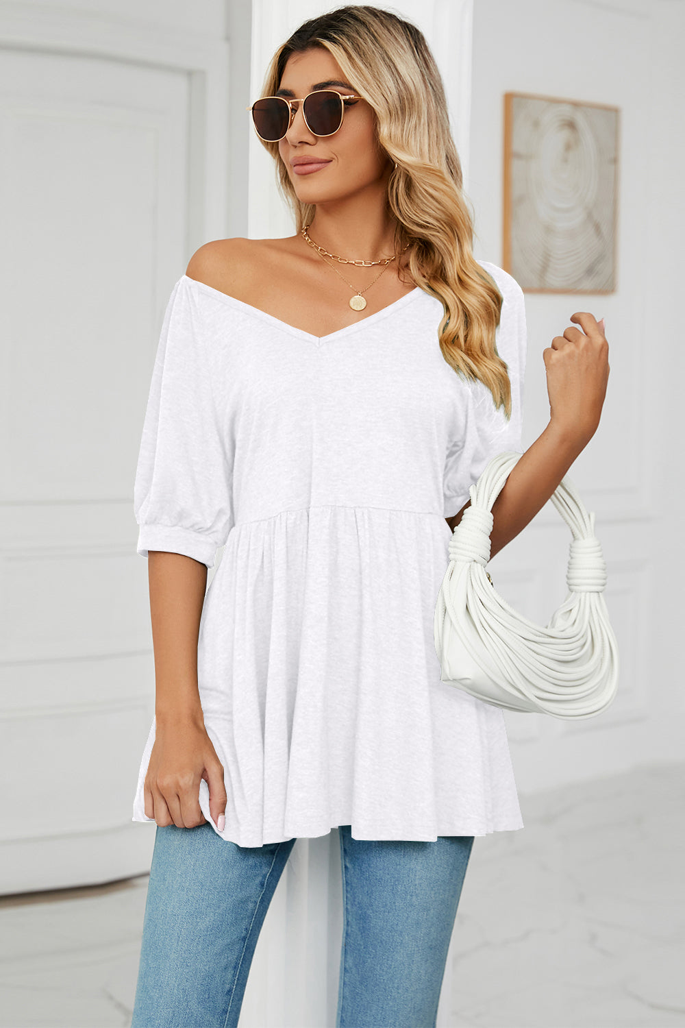 V-Neck Babydoll Top 