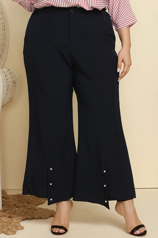 Plus Size Hem Detail Flare Pants 