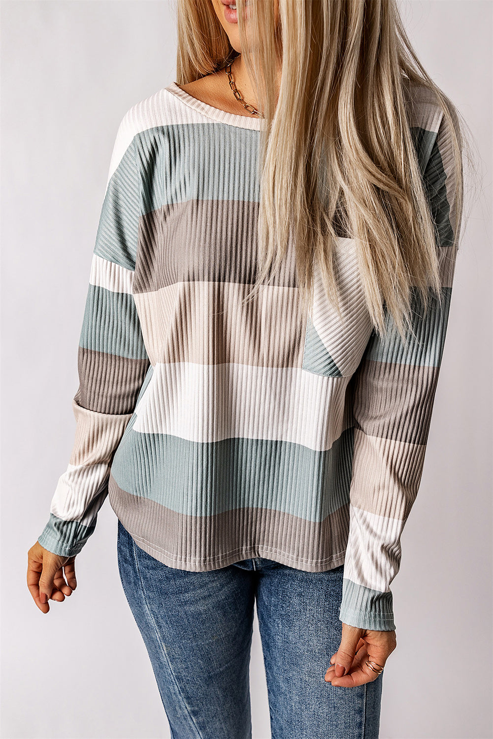 Wide Stripe Top with Pocket 