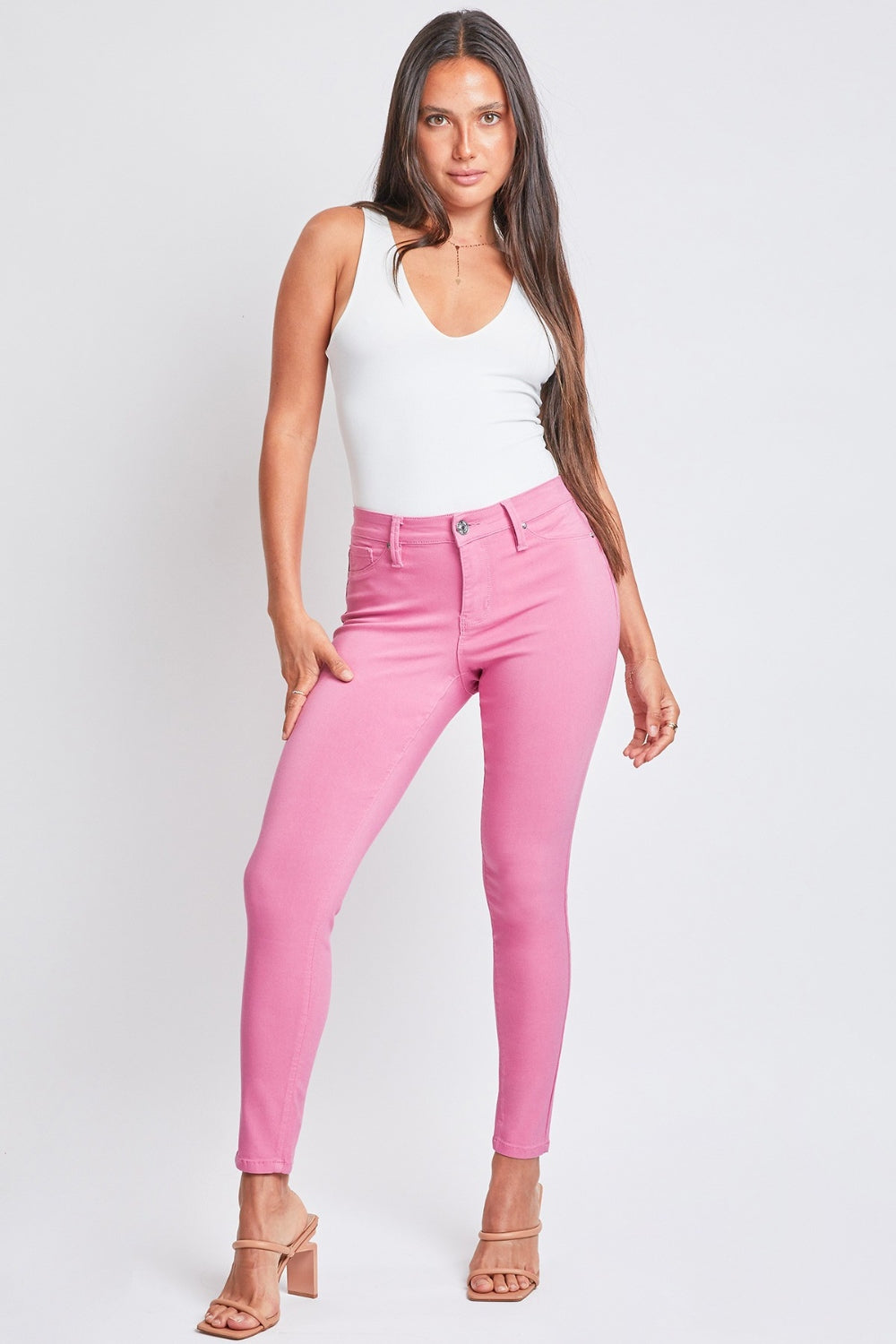 YMI Jeanswear Full Size Hyperstretch Mid-Rise Skinny Pants - Babbazon