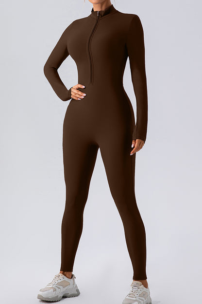 Half Zip Mock Neck Active Jumpsuit 