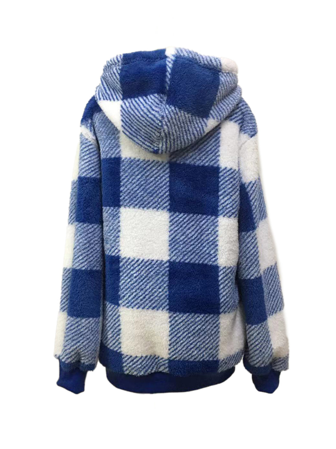 Plaid Half Zip Drawstring Hoodie 