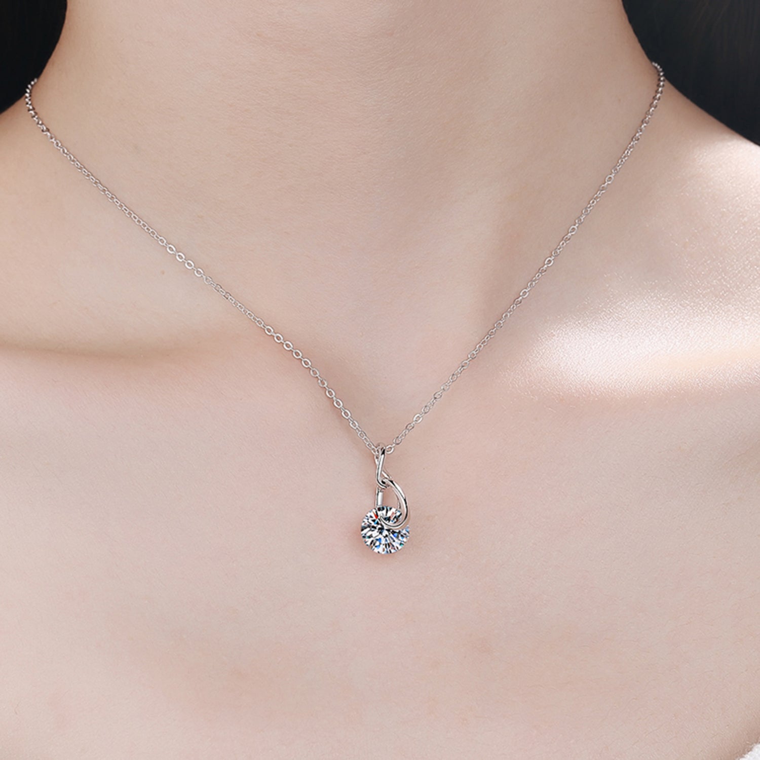 2 Carat Moissanite 925 Sterling Silver Necklace 