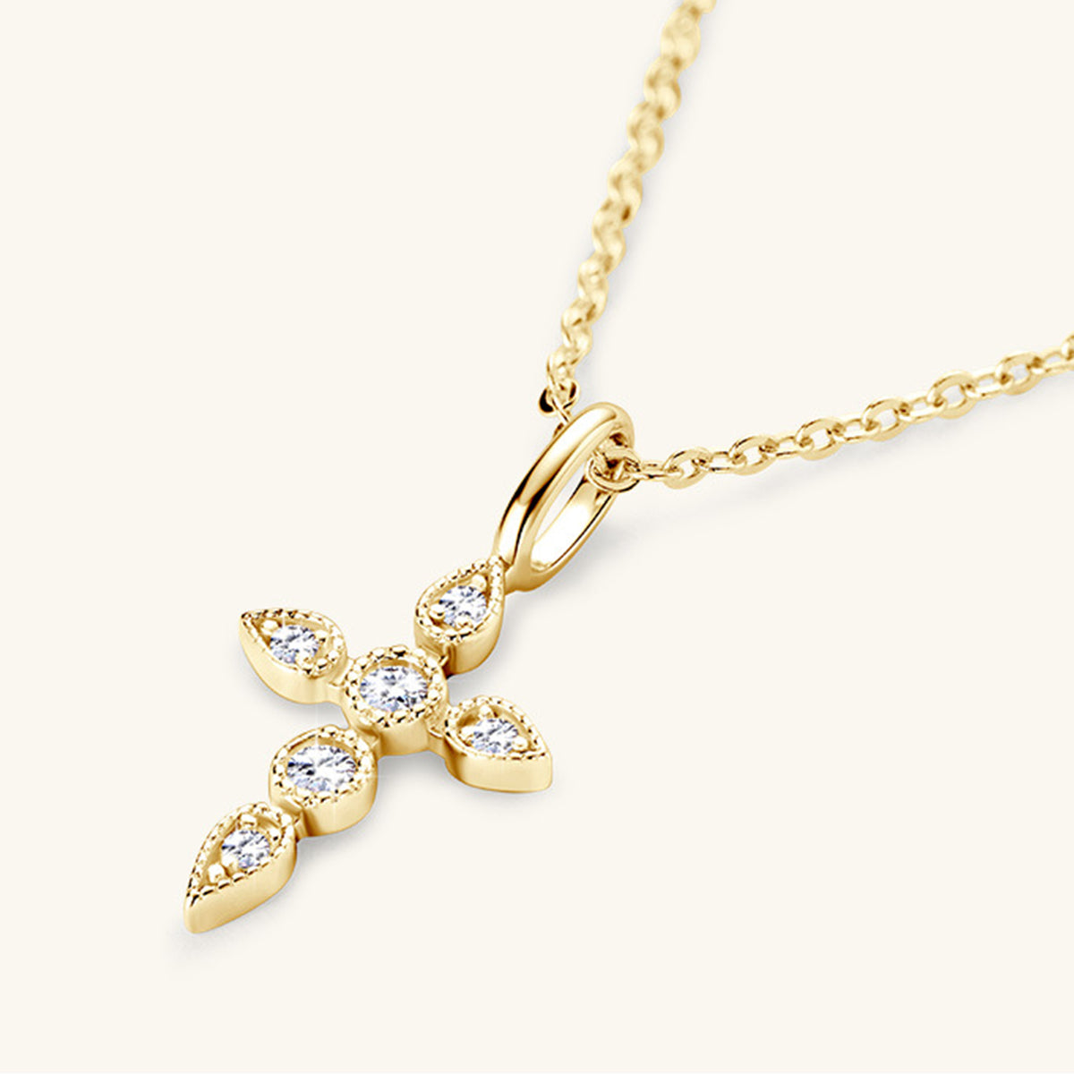 925 Sterling Silver Moissanite Cross Pendant Necklace 