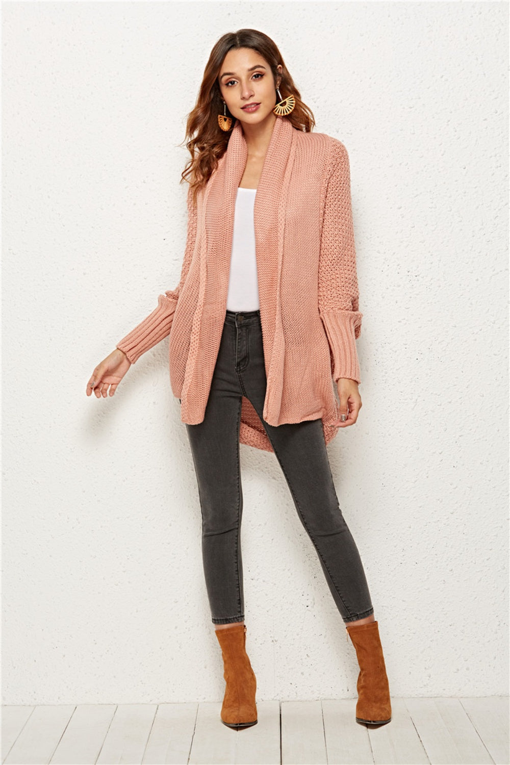 Open Front Batwing Sleeve Cardigan 