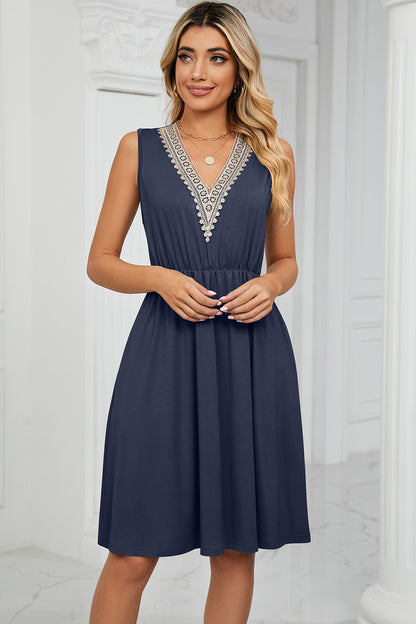 Pocketed V-Neck Wide Strap Dress