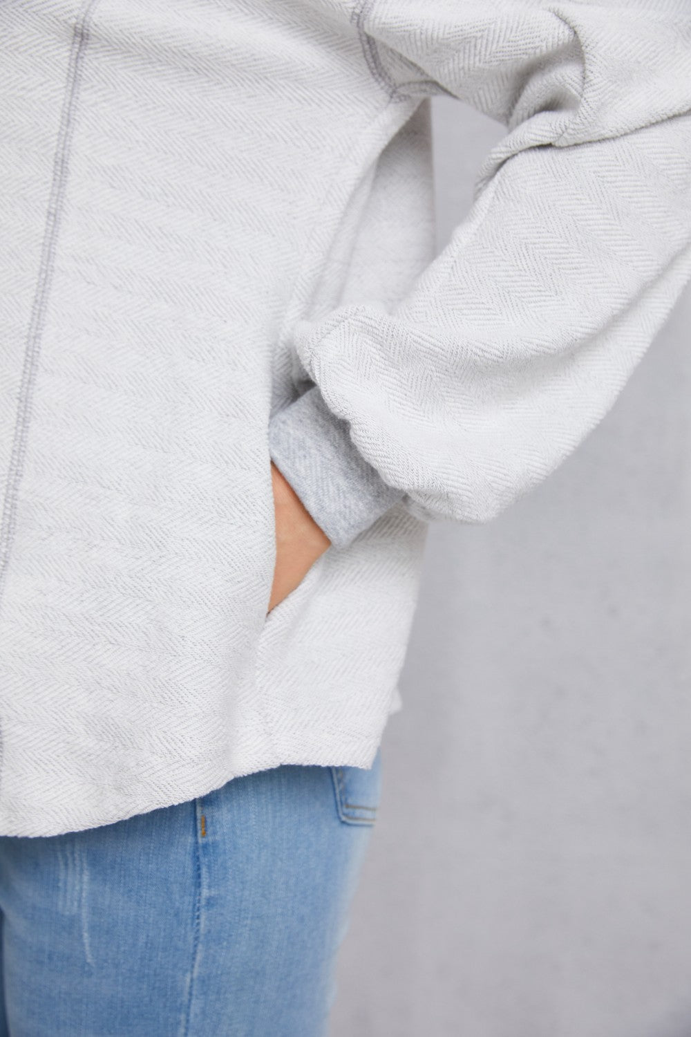 Half Button Dropped Shoulder Sweatshirt 