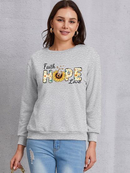 FAITH HOPE LOVE Round Neck Sweatshirt 