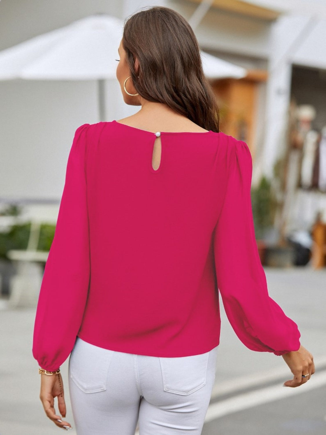 Round Neck Long Sleeve Blouse 