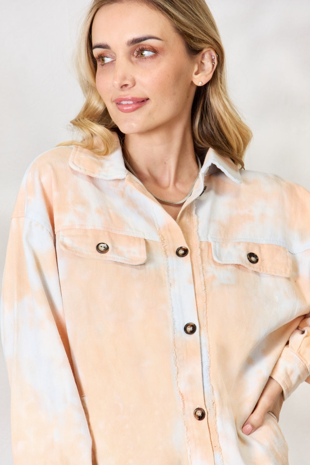 BiBi Tie Dye Button Down Long Sleeve Shirt 