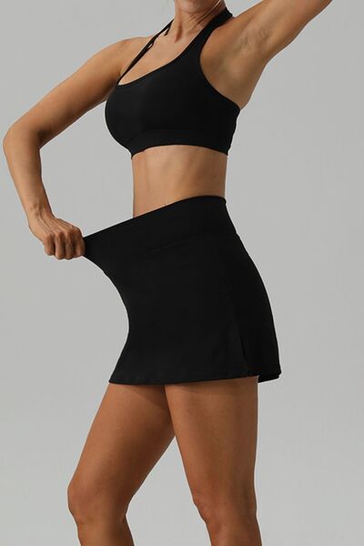 Halter Neck Tank and Slit Skirt Active Set 