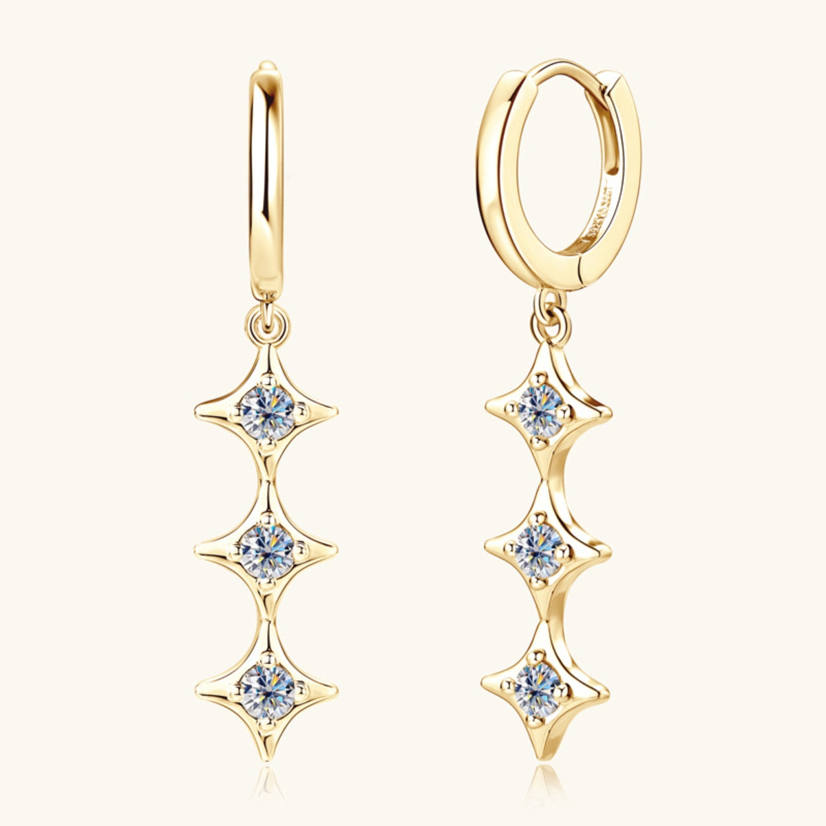 Moissanite 925 Sterling Silver Geometric Shape Earrings 