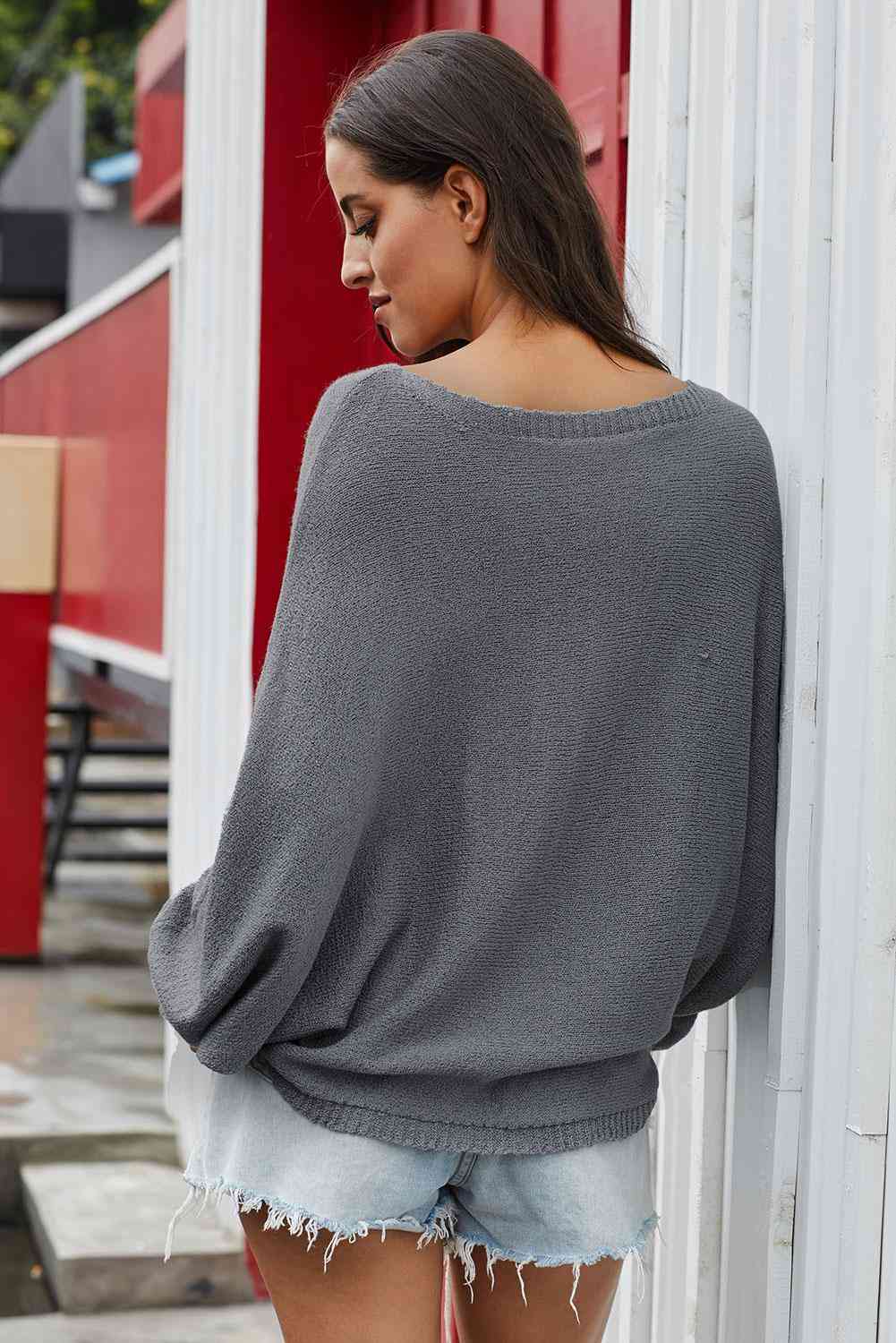 Scoop Neck Drop Shoulder Sweater 