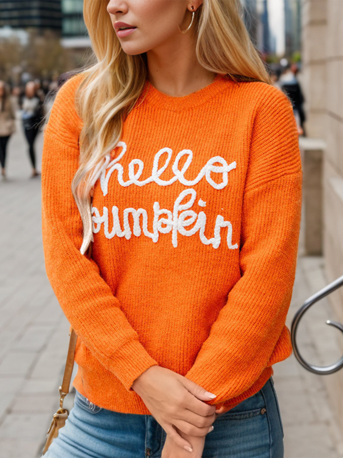 Full Size HELLO PUMPKIN Dropped Shoulder Sweater 