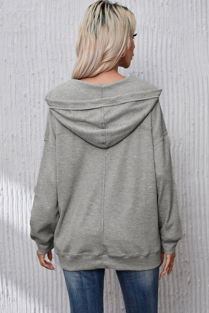 Drawstring Pocketed Dropped Shoulder Hoodie 