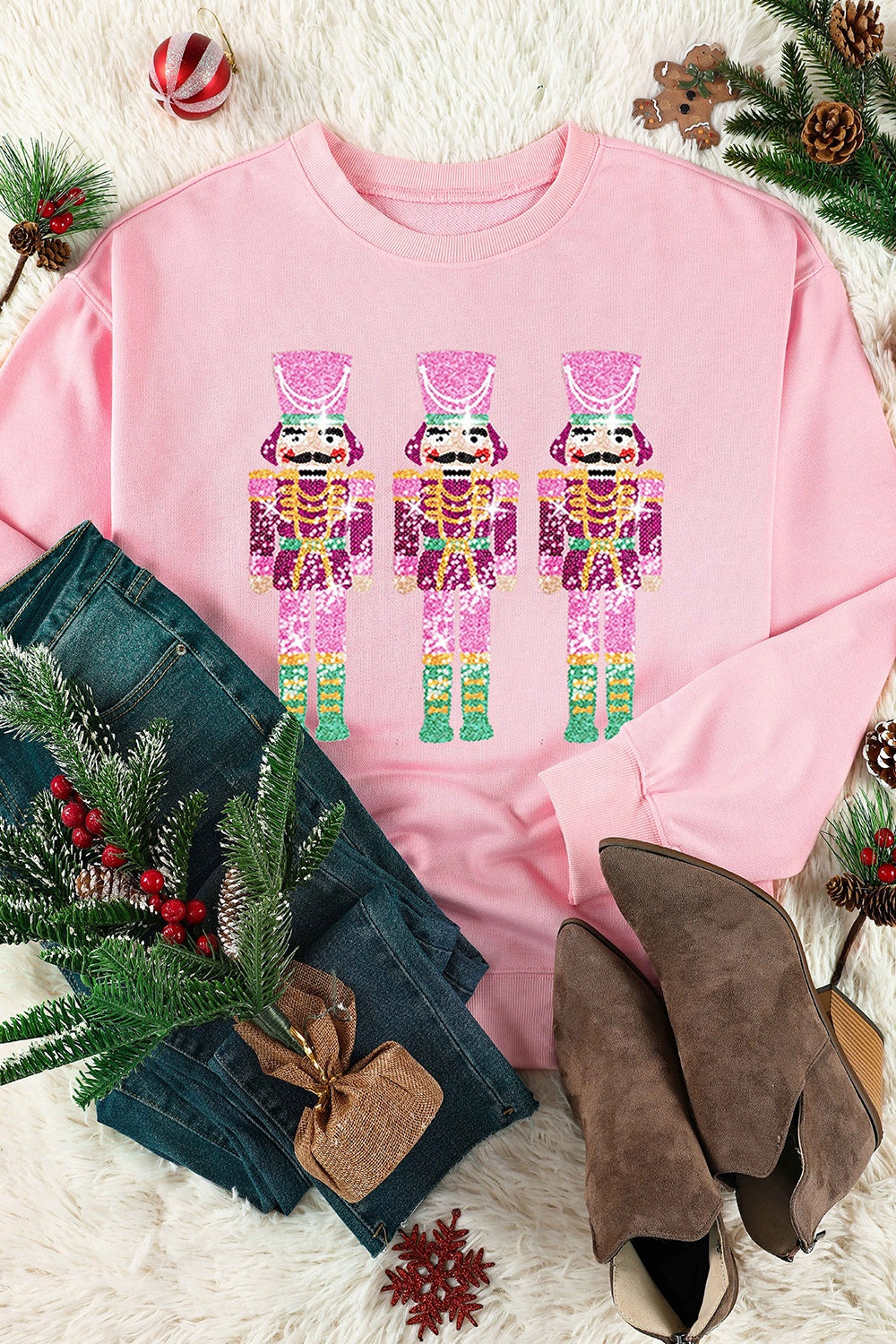 Sequin Nutcracker Long Sleeve Sweatshirt 