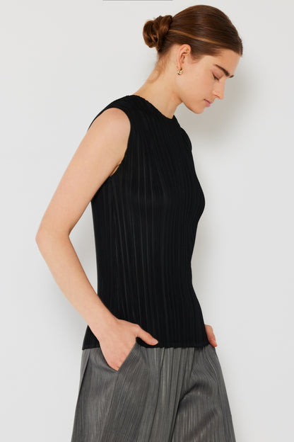 Marina West Swim Pleated Sleeveless Crewneck Tank