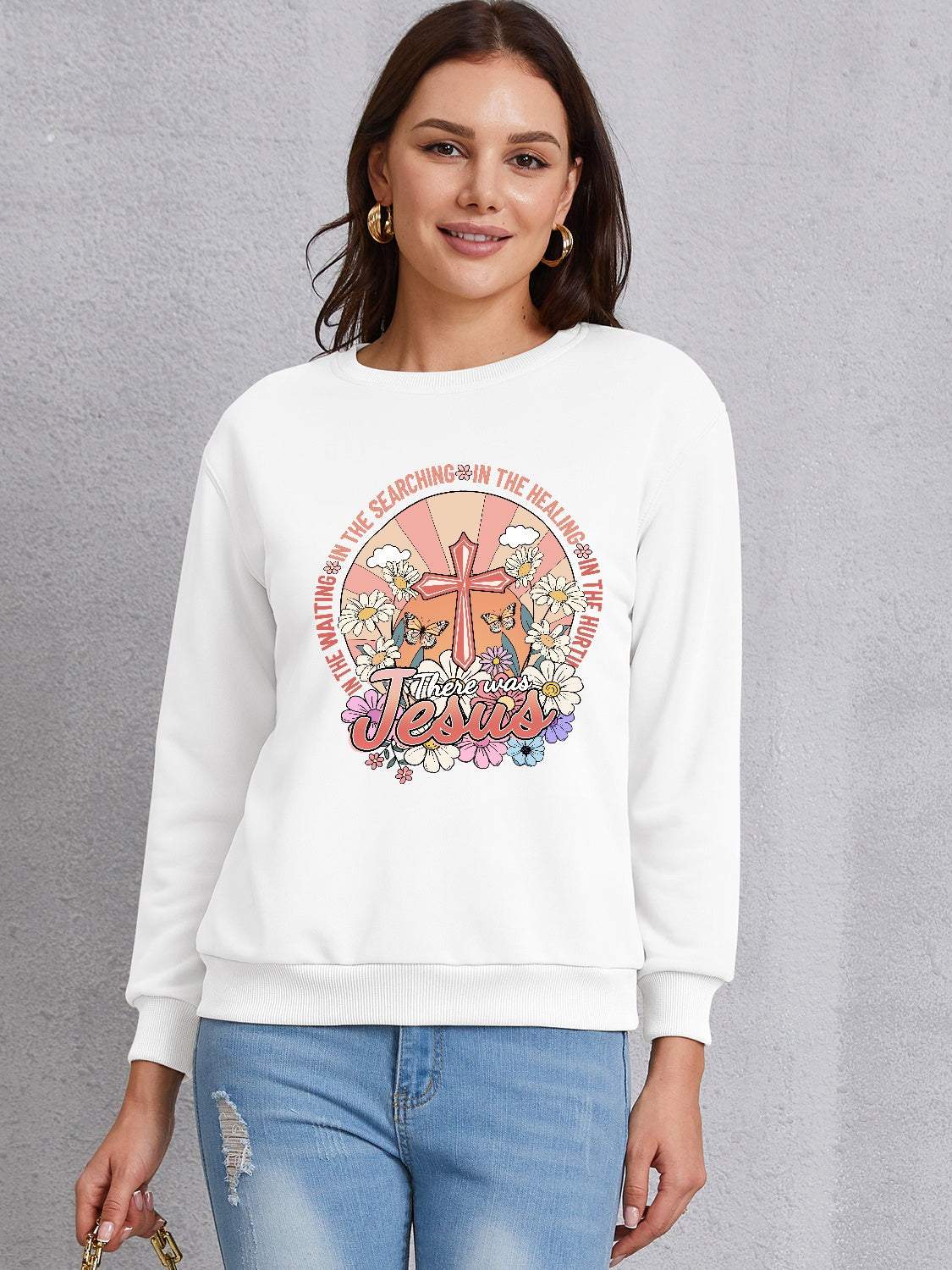 Cross Graphic Round Neck Sweatshirt 