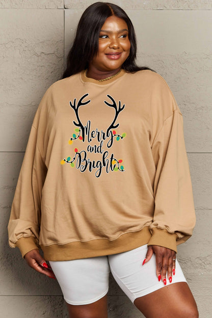 Simply Love Full Size MERRY AND BRIGHT Graphic Sweatshirt 