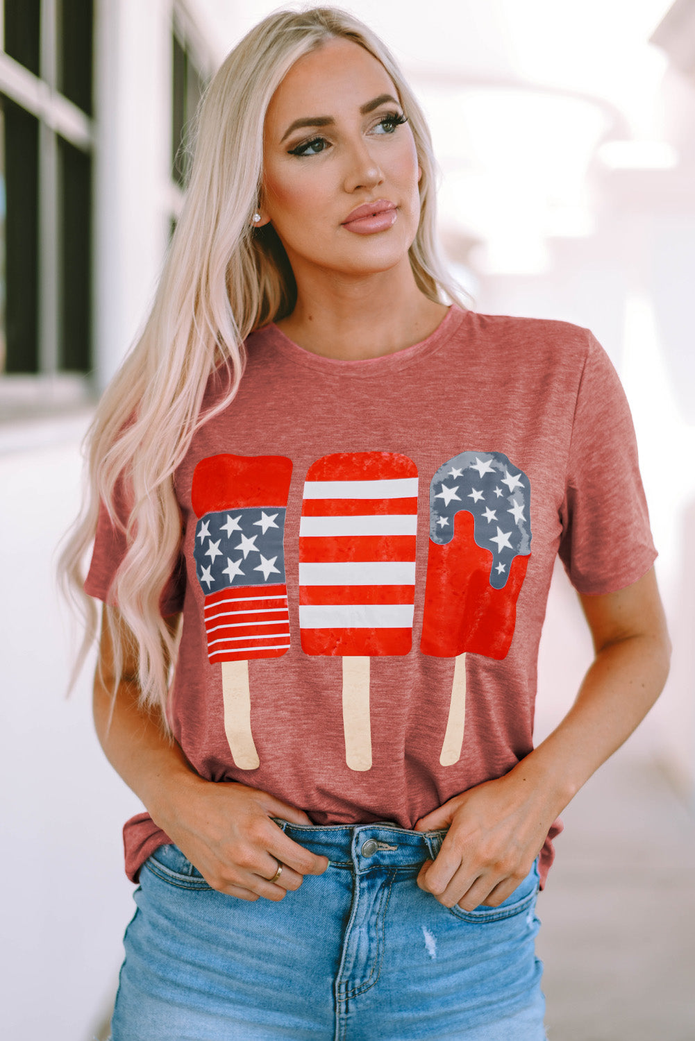 US Flag Round Neck Short Sleeve T-Shirt - Babbazon Tops