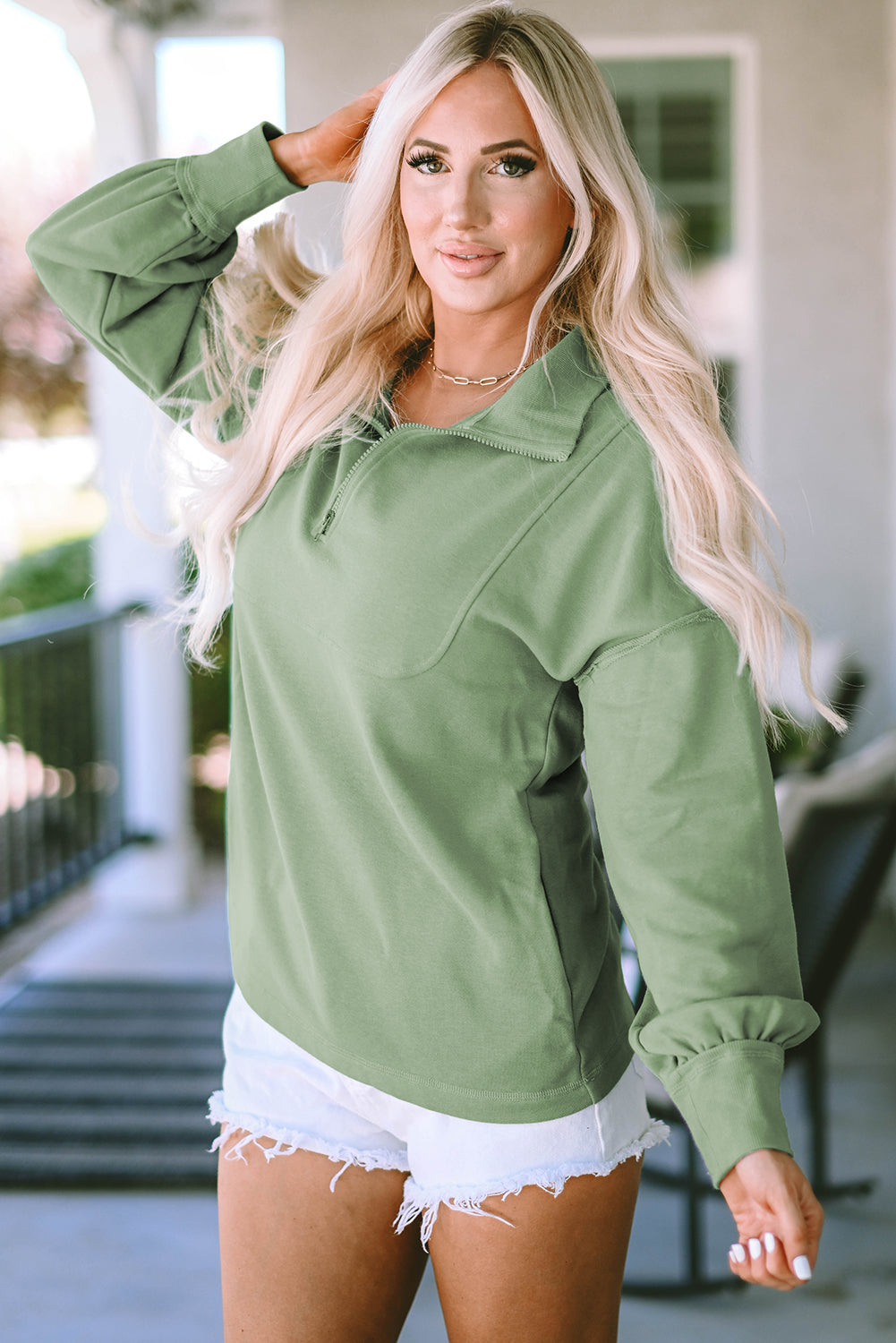 Quarter Zip Collared Neck Sweatshirt 