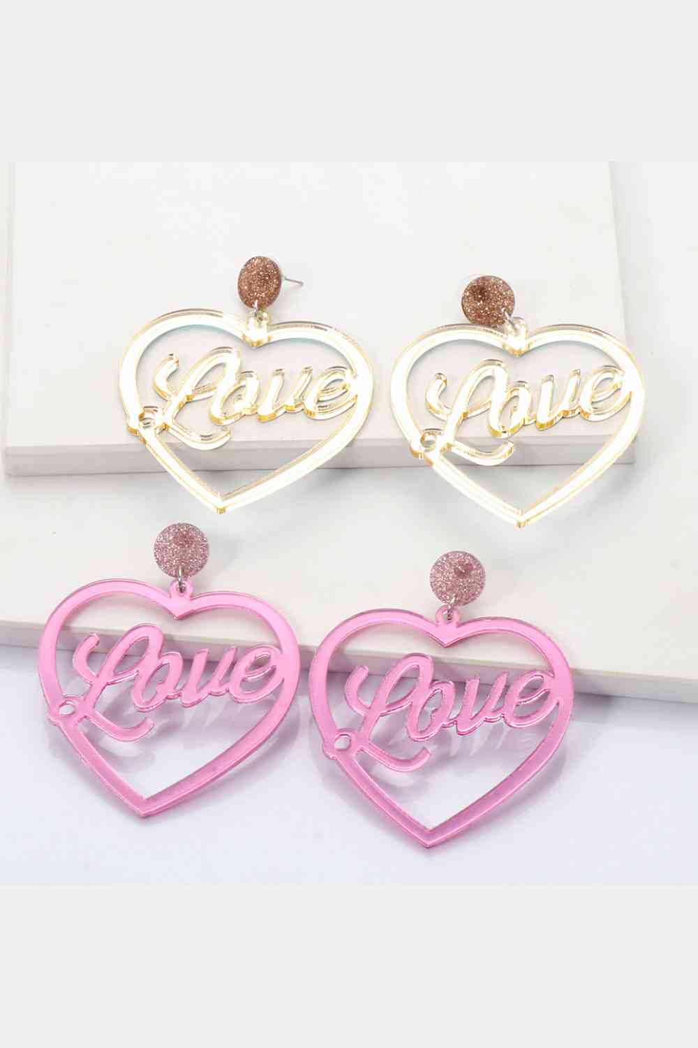 Acrylic Heart Dangle Earrings 