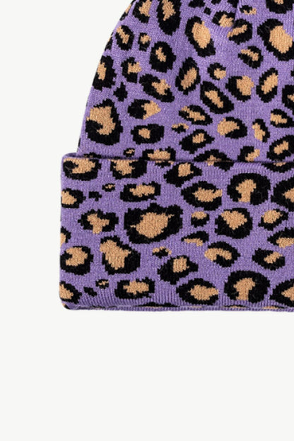 Leopard Pattern Cuffed Beanie 