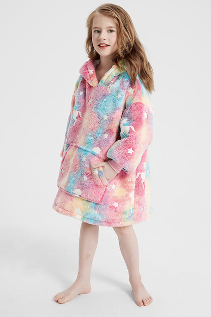 Luminous Pattern Oversize Long Sleeve Fuzzy Hoodie