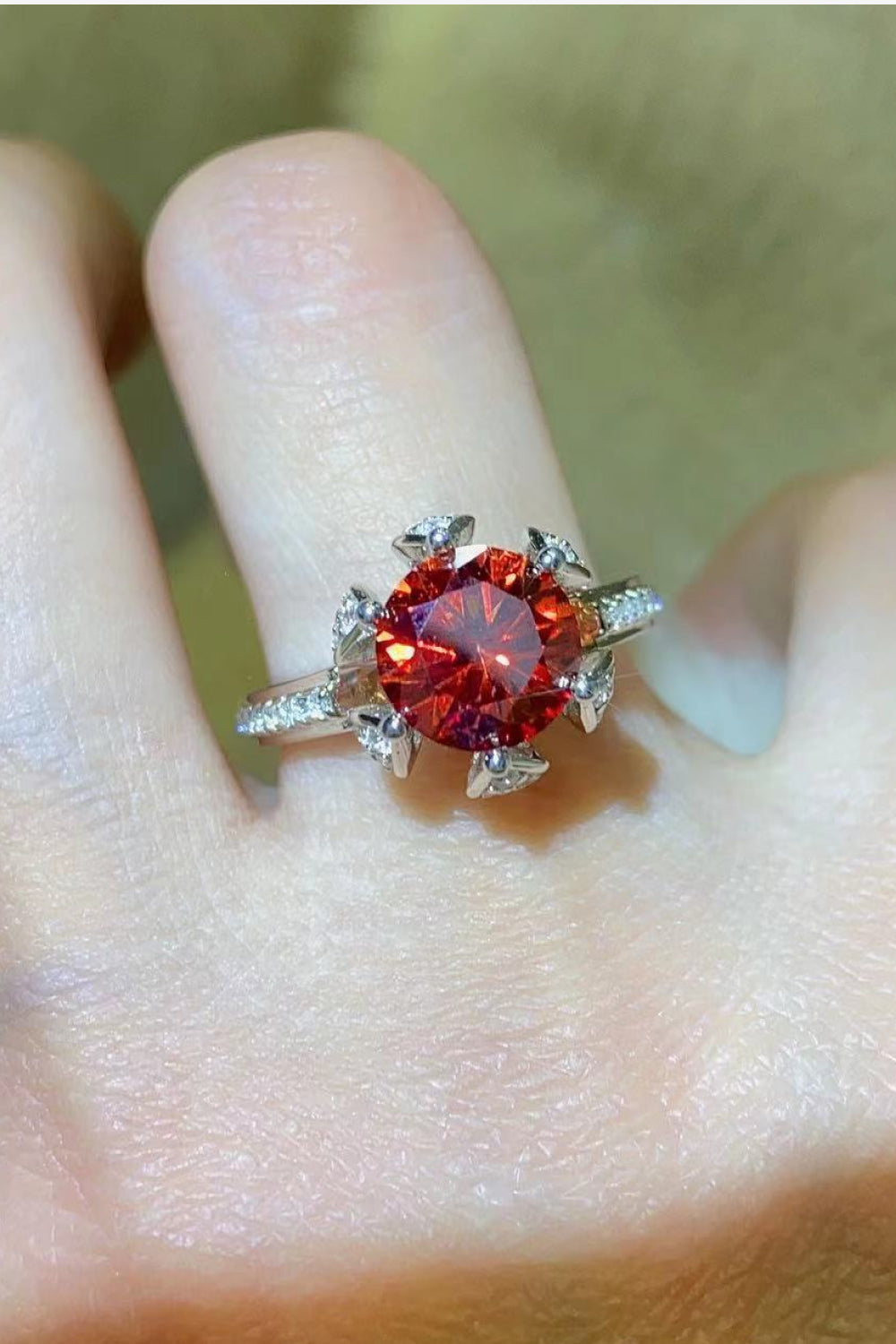 2 Carat Moissanite 6-Prong Ring in Phoenix Fire 