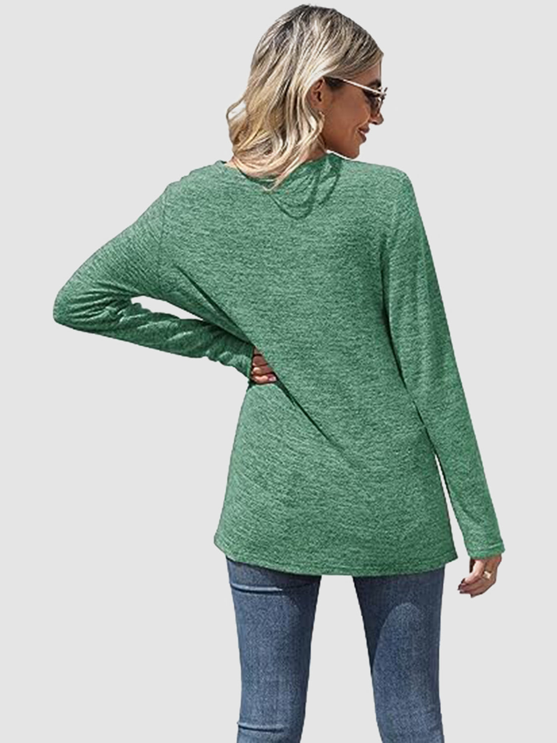 Lace Detail V-Neck Long Sleeve Top