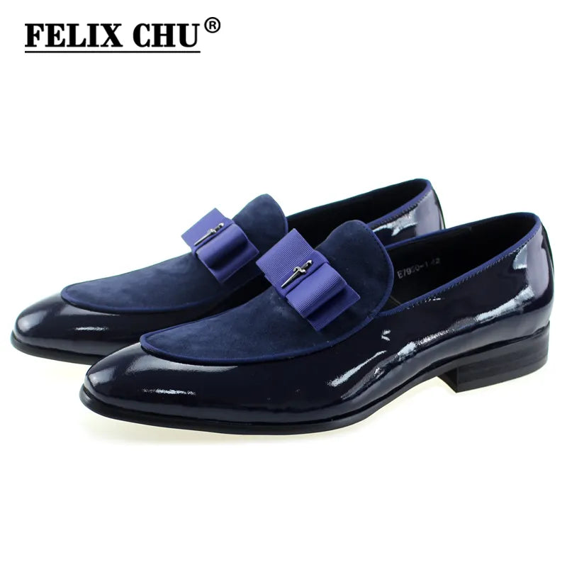 Handmade Mens Loafer Shoes Genuine Patent 