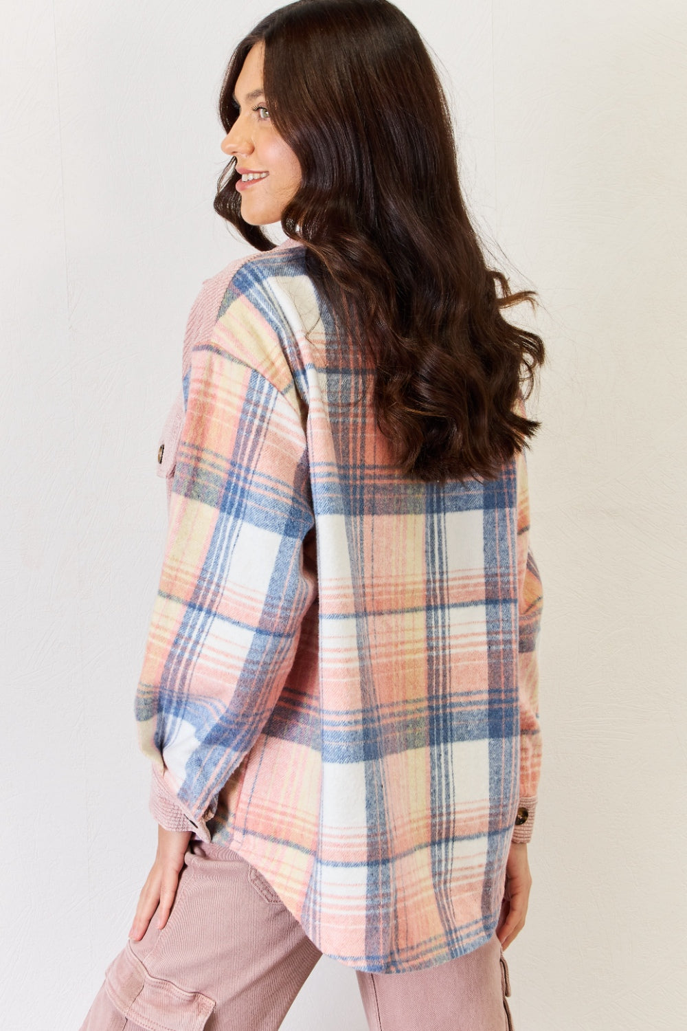 J.NNA Plaid Colorblock Button Down Jacket 