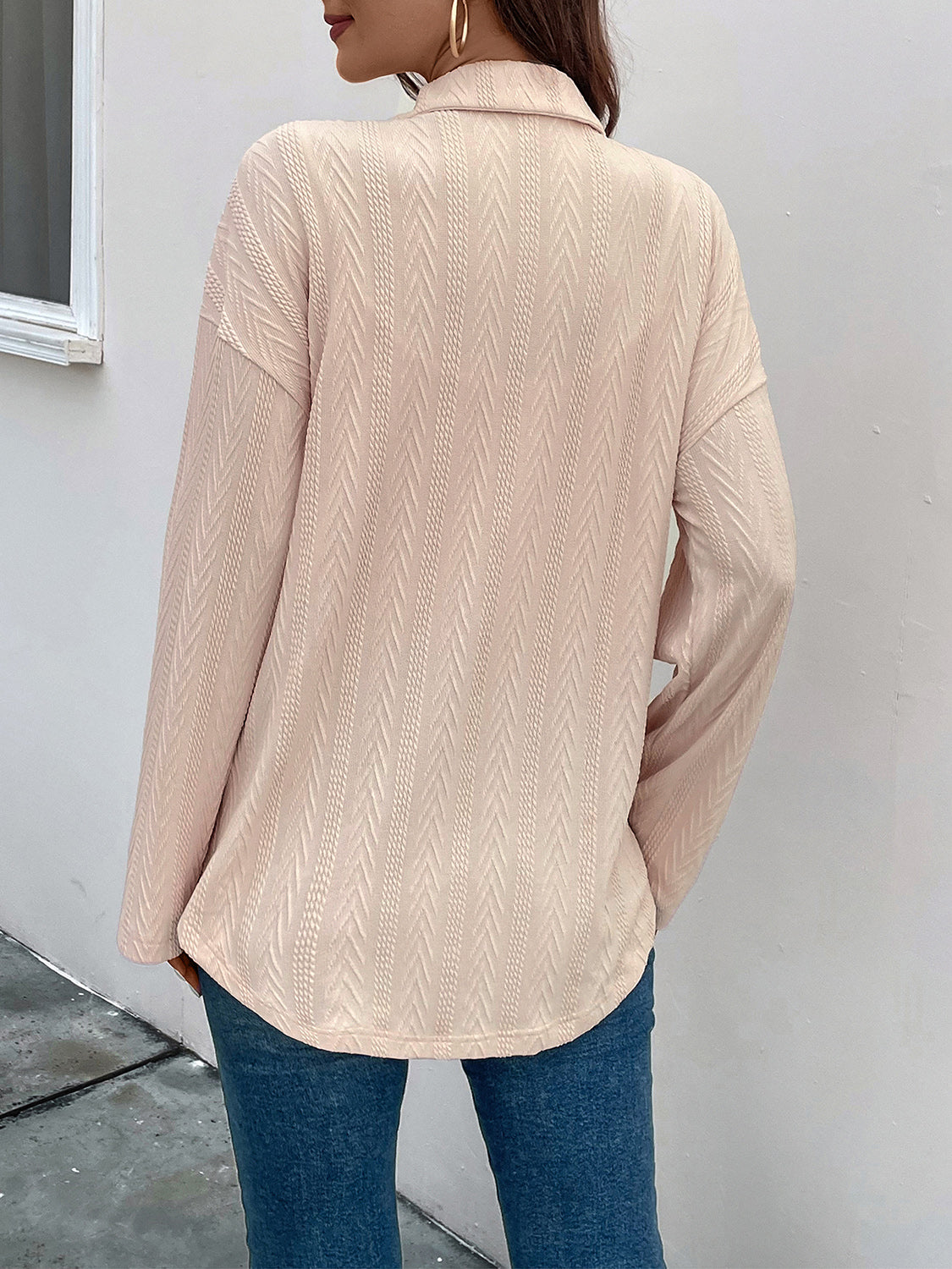 Texture Button Up Long Sleeve Shirt 