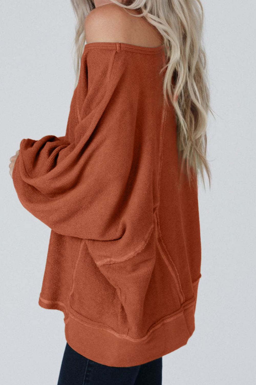 Seam-Detail Long Sleeve Blouse 