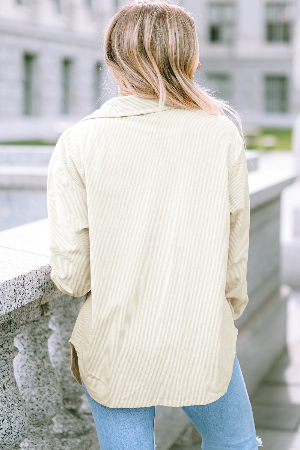 Collared Neck Button Down Jacket 