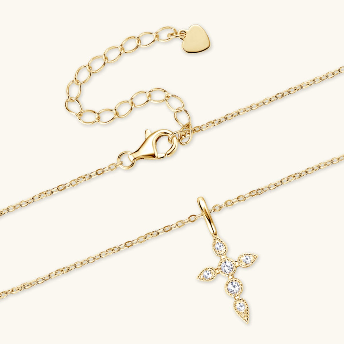 925 Sterling Silver Moissanite Cross Pendant Necklace 