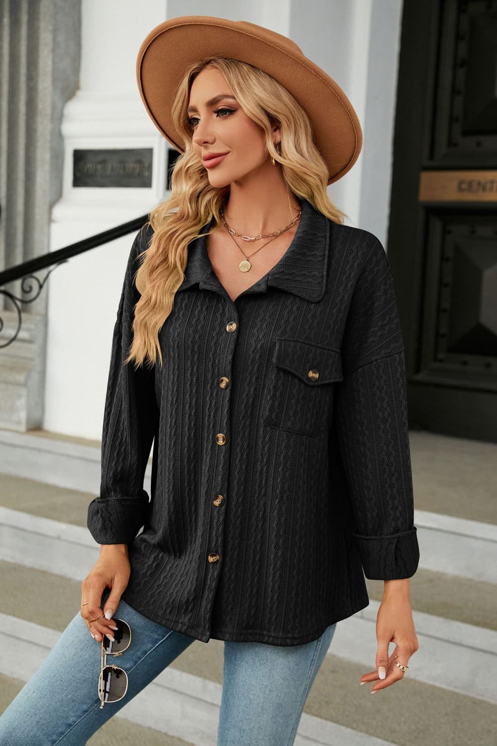 Dropped Shoulder Shirt Jacket 