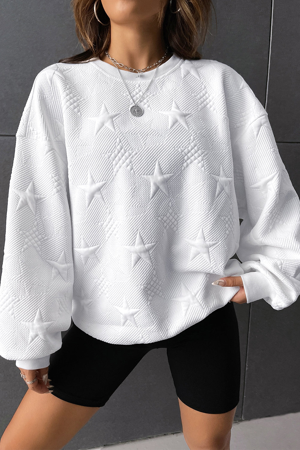 Star Lantern Sleeve Dropped Shoulder Sweatshirt 