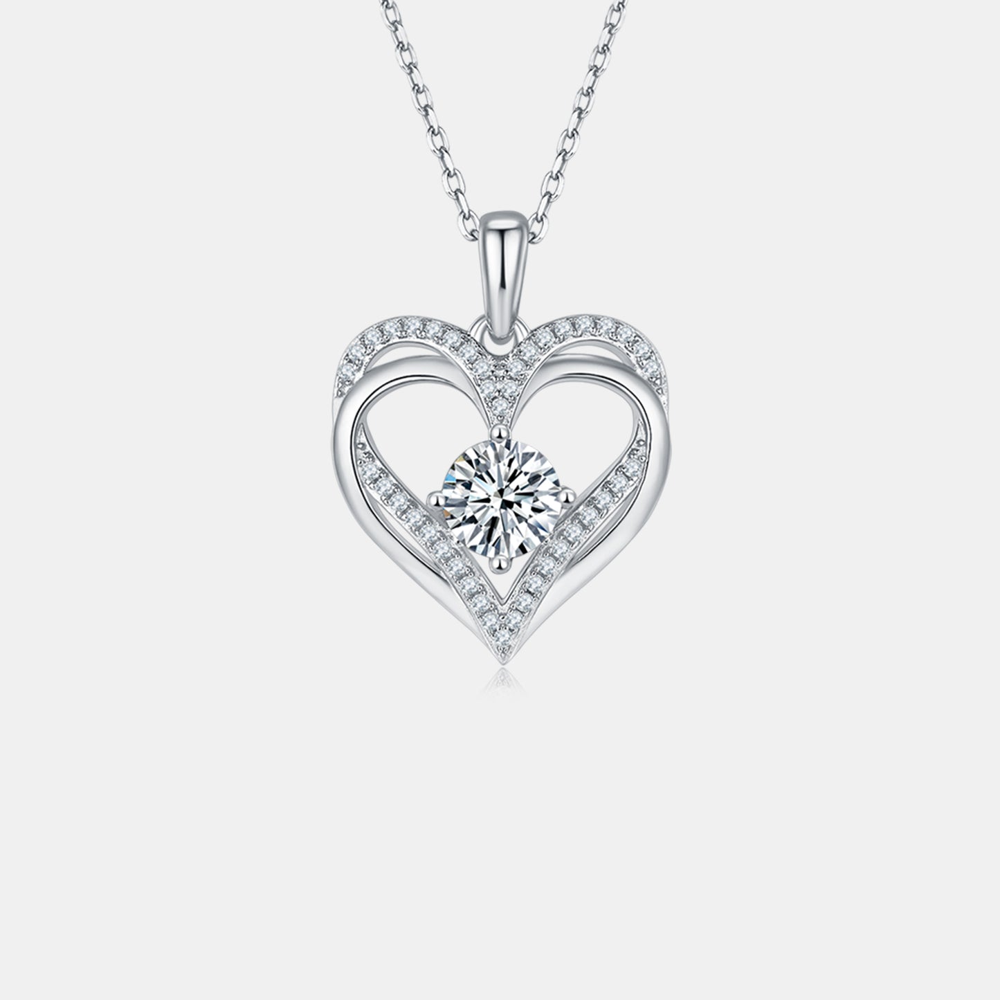 1.2 Carat Moissanite 925 Sterling Silver Heart Necklace 